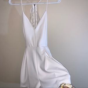 White, Lace Back Romper